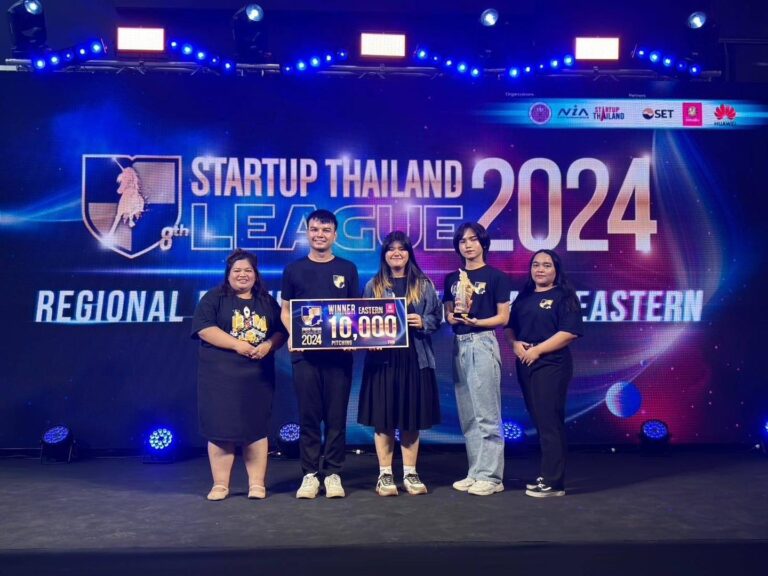 Students received first place in the innovation and business model competition, STARTUP THAILAND LEAGUE 2024 project.